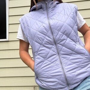 Calvin Klein Performance Lavender Oversized Hooded Quilted Puffer Vest